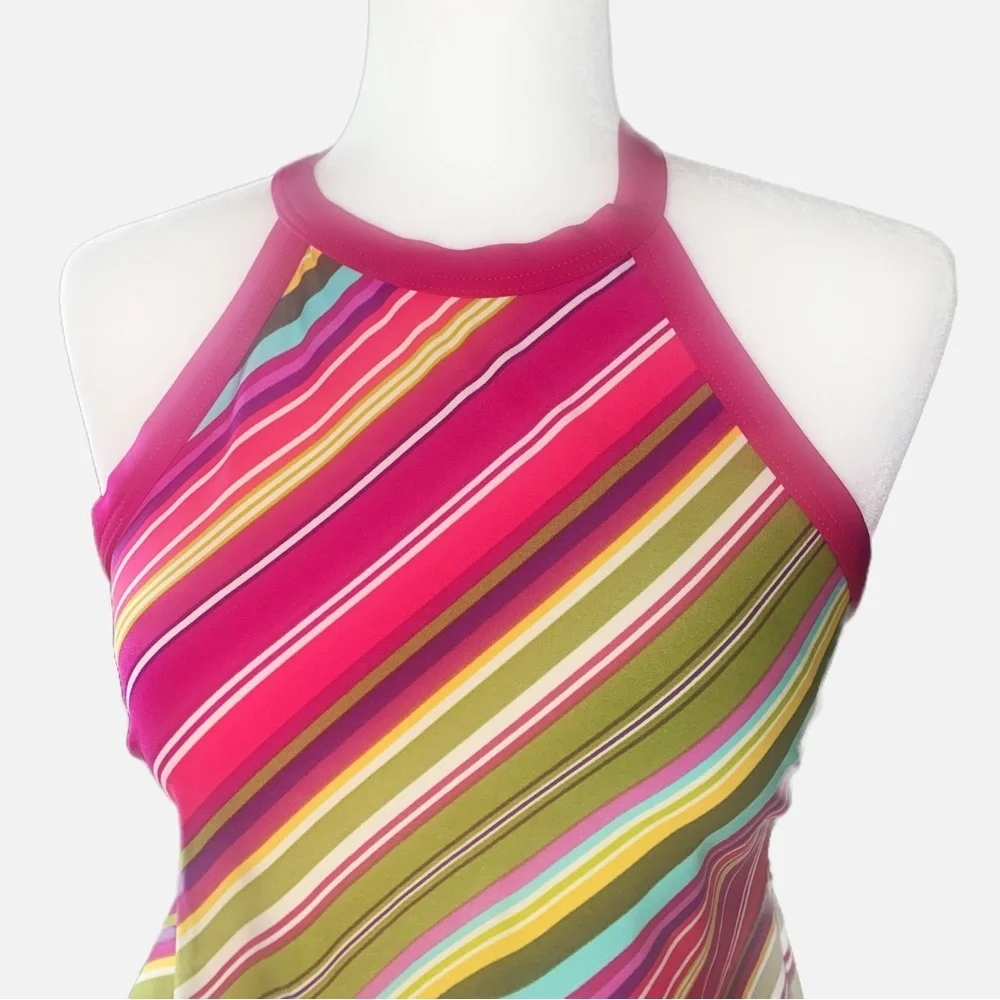 Lands End Halter Tankini Top 6 Keyhole Modest Swim Beach Cruise Resort
